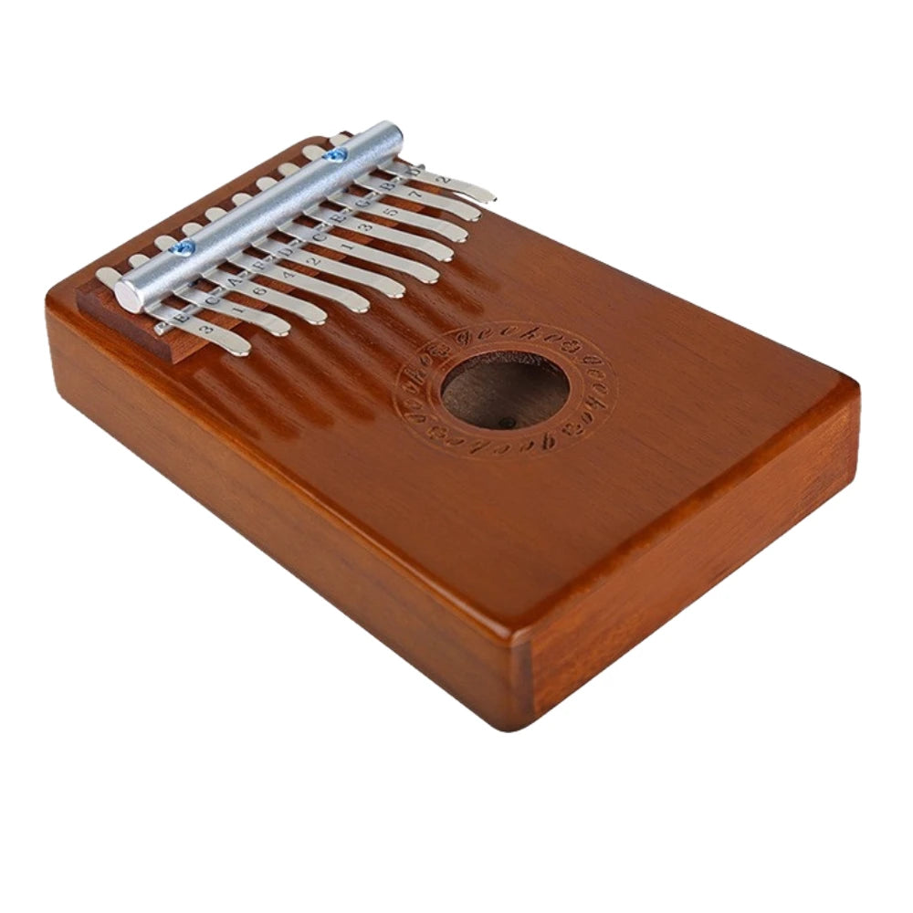 Compact size 10-key kalimba, space-efficient.