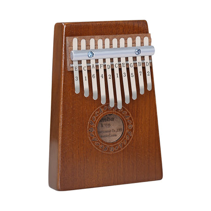 10-key thumb piano with musical notes, educational.