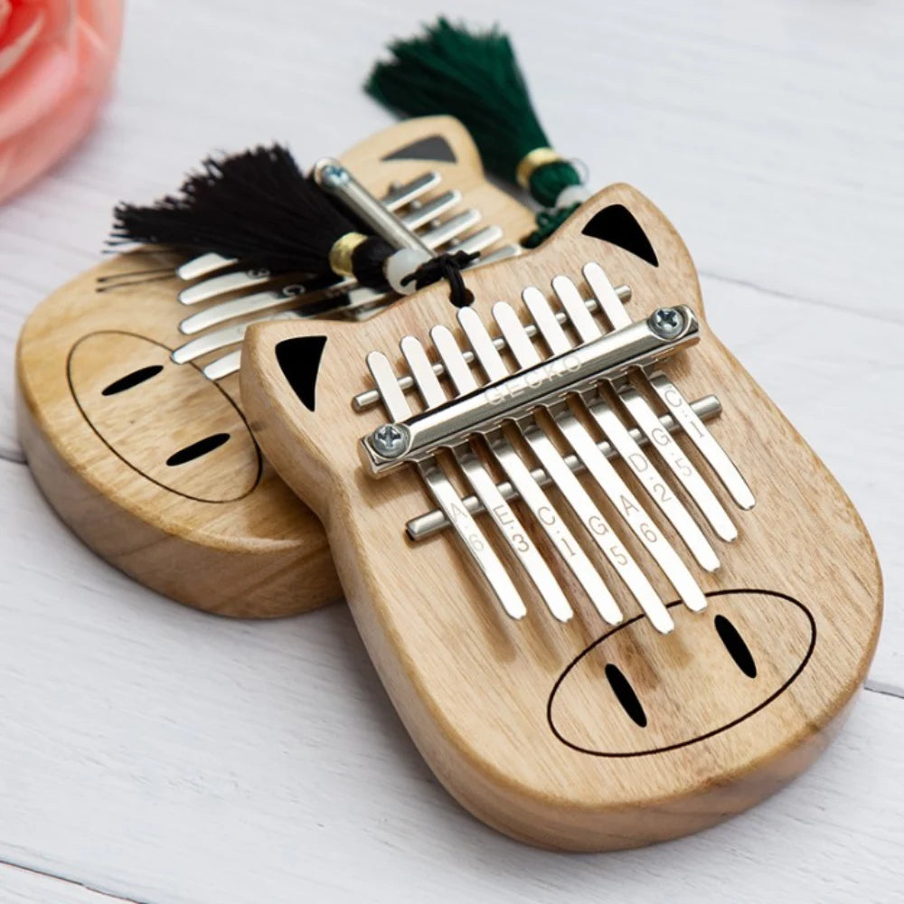 Close-up view of an 8-key kalimba, exquisite craftsmanship