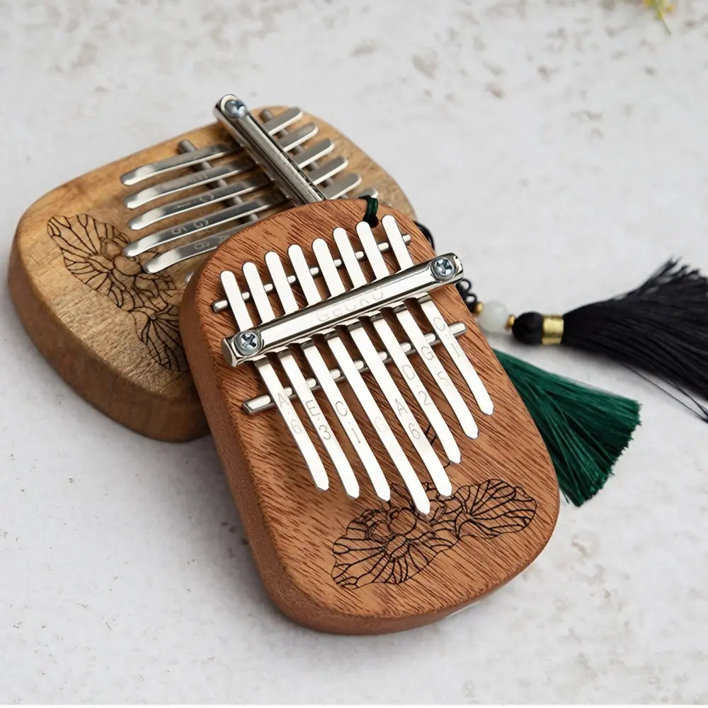 Wooden 8-key thumb piano, classic and timeless.