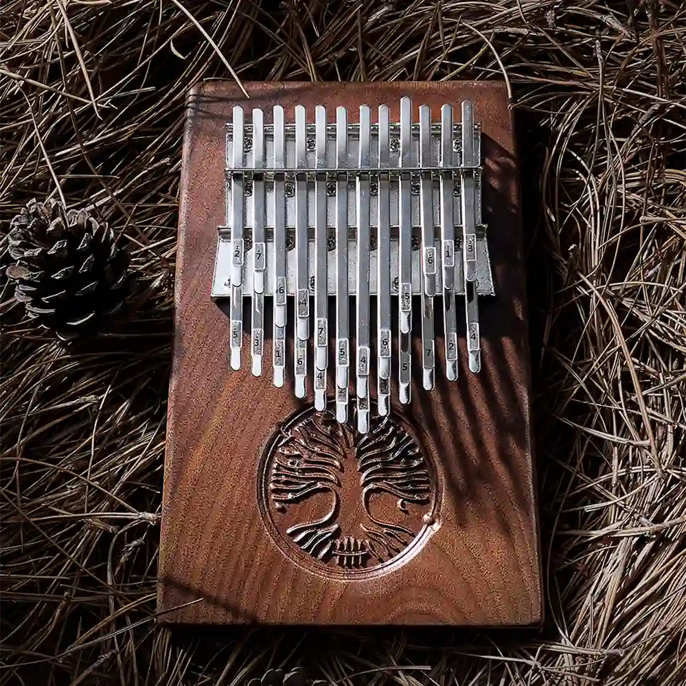 Hluru Premium 24-Note Kalimba with Exquisite Life Tree Carving - B/C Major