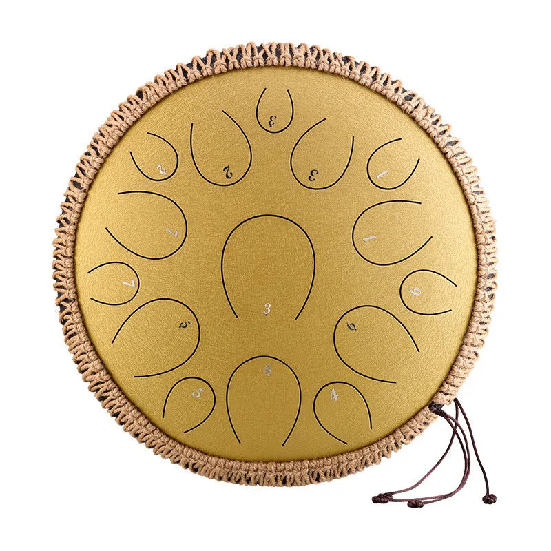 Green 15 Notes 14 Inches Steel Tongue Drum Healing Drum Wide Range