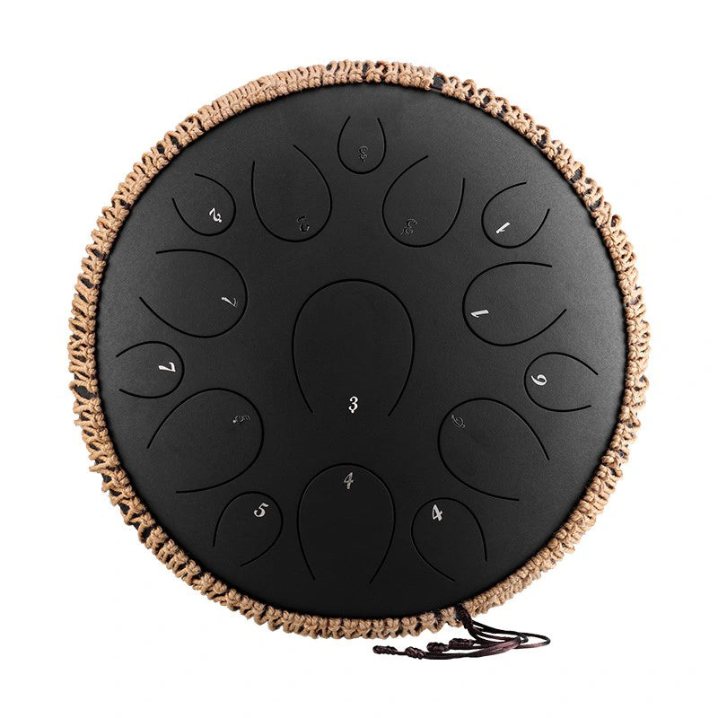 14 Inch 15 Note Steel Tongue Drum Percussion Instrument 14 Inch 15  Note-Black