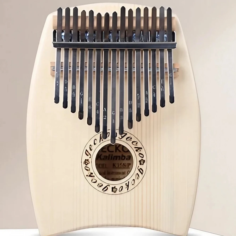 Detailed view of an 15-key kalimba, fine craftsmanship.