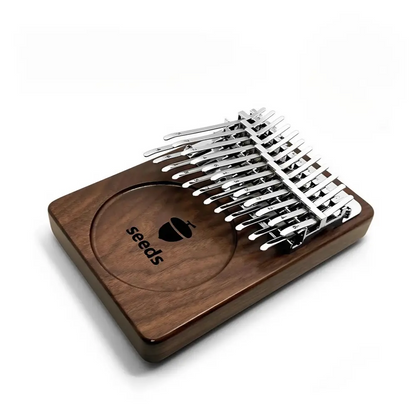 Perspective view of the Seeds kalimba showcasing its 24 key design.